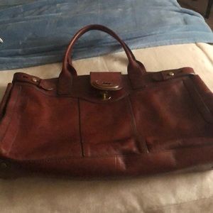Fossil leather tote bag